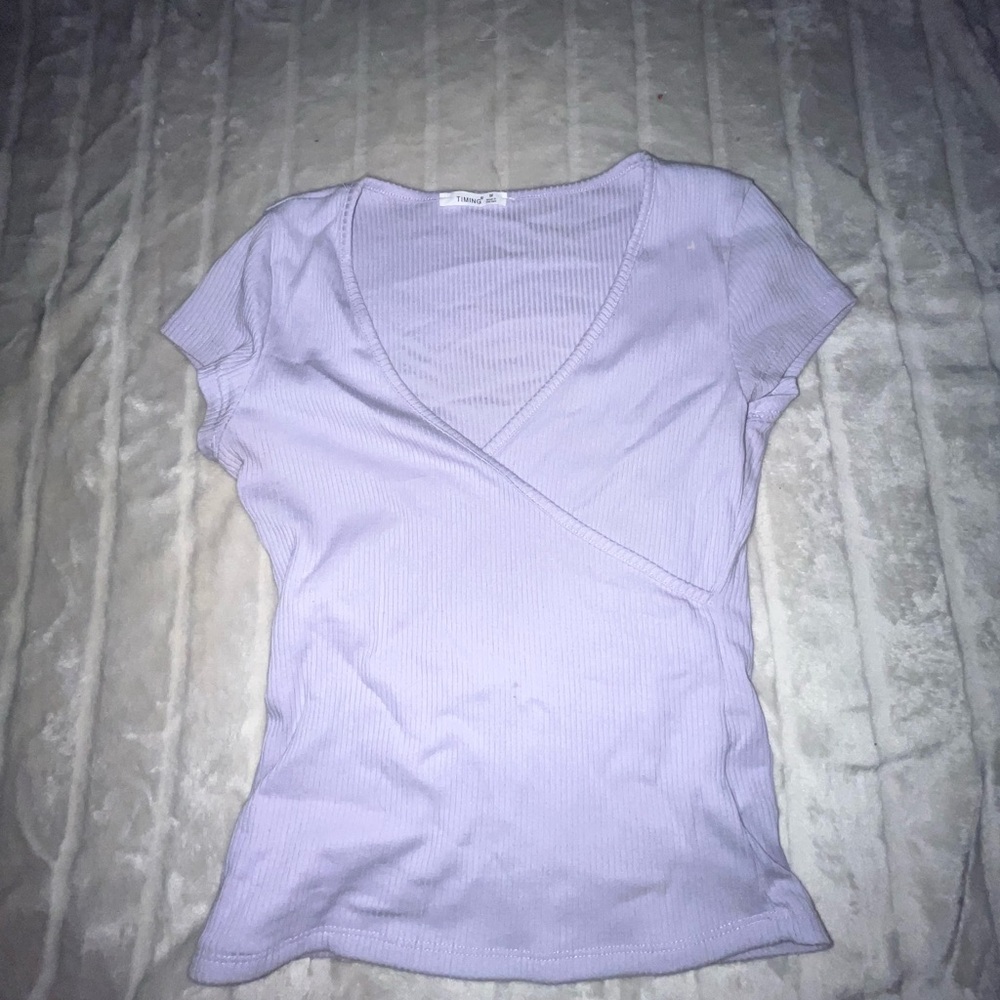 Timing Light Purple V-Neck Wrap Blouse